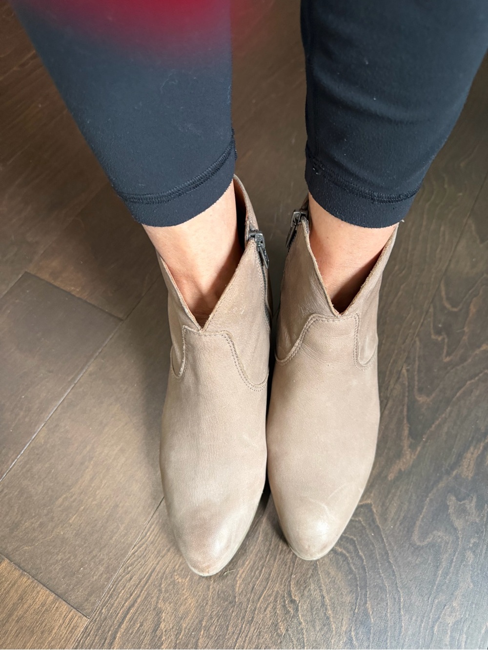 Frye Taupe Suede Ankle Booties - Side Zip Women's Boots